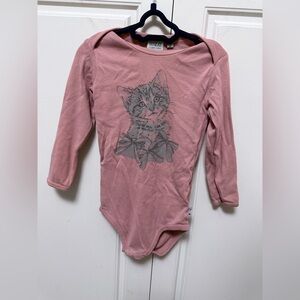 Charming Pink Cat Print Bodysuit for Kids